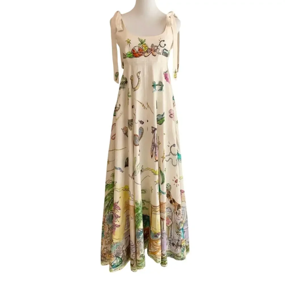 Alemais Anouk Colantoni Ballet Tie-Strap Midi Dress US 6 - Picture 9 of 13